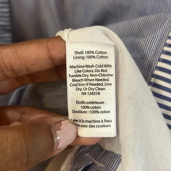 Vineyard Vines Tie Front Mix Stripe Cotton Dress Sz 0 Buttondown Mini Dress - Picture 10 of 12